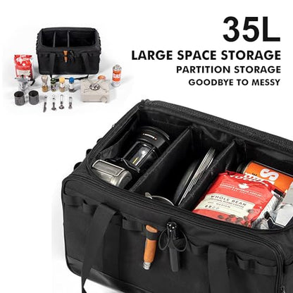 35L Camping Bag,Tactical Duffle Bag with Waterproof Bottom,Shoe Bag for Travel/Outdoor with 3 Adjustable Dividers,Picnic Camping Organizer,Multi-functional Duffel Bag for Camping/Sports/GYM - style: Standard Style