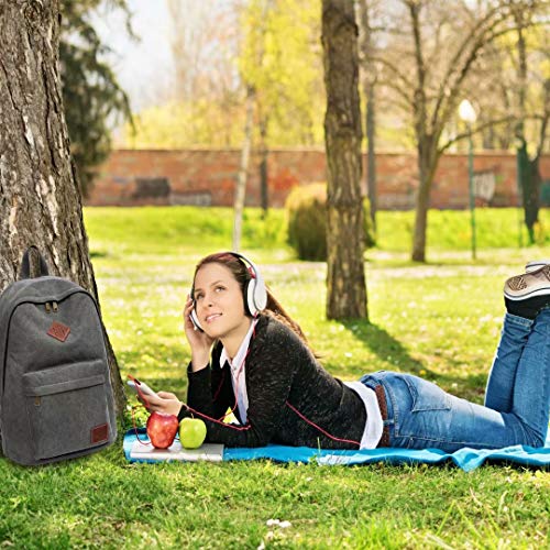 Canvas Laptop Backpack, Durable Rucksack, Travel Bag Fits 15.6 Inch Notebook for Men Women Factory Directly（Gray） - color: Gray