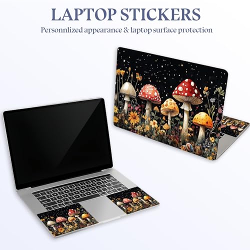 Universal Laptop Skin Sticker Decal,15.6 Inch Laptop Vinyl Cover for 13" 14" 15.6" Laptop,Scratch-Resistant Waterproof Protector Wrap,Reusable with Wrist Pads,Starry Mushroom Field - color: Starry Mushroom Field