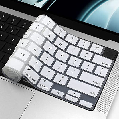 ProElife Keyboard Cover Skin for MacBook Air 13.6 inch 15 inch 2024 2023 2022 M3 M2 Chip A2681 A2941, Ultra Thin Keyboard Protector U.S Enter for 2024-2022 Air 13.6'' 15'' M3 M2 Accessory (White) | US Enter, Ultra Thin (0.26 mm), Silicone Protective Skin,