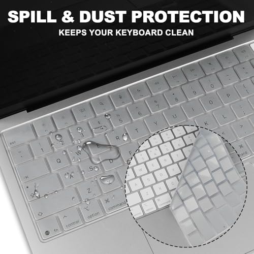 Allinside Keyboard Cover for 2026 MacBook Neo 13-inch A3404 (A18 Pro) & MacBook Air 13"/15" and MacBook Pro 14"/16" (M5 Chip), Premium Silicone Keyboard Protector Skin, US ANSI Layout, Silver - color: Silver