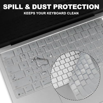 Allinside Keyboard Cover for 2026 MacBook Neo 13-inch A3404 (A18 Pro) & MacBook Air 13"/15" and MacBook Pro 14"/16" (M5 Chip), Premium Silicone Keyboard Protector Skin, US ANSI Layout, Silver - color: Silver