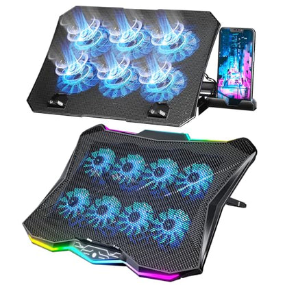 AICHESON S039 Blue Laptop Cooler and AA3 Gaming Laptop 8 Cooling Fans Set
