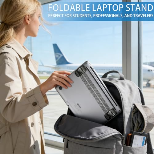 2 Pack Aluminum Laptop Stand, 2-Level Height Adjustable Foldable Compact Portable Desk & Keyboard Riser, Fits 11–17 inch Laptops, Ergonomic Holder for Home, Office, Travel