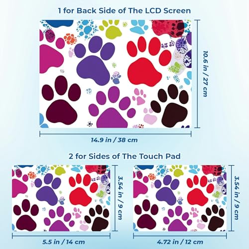 Reusable Universal Laptop Skin Sticker, Cut to Fit for 11.6–15.6 Inch Laptops, Waterproof Protective Film, No-Residue - Colorful Dog Paws - color: Colorful Dog Paws