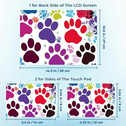 Reusable Universal Laptop Skin Sticker, Cut to Fit for 11.6–15.6 Inch Laptops, Waterproof Protective Film, No-Residue - Colorful Dog Paws - color: Colorful Dog Paws
