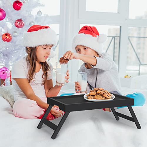 Artmeer FSC 100% Bamboo Bed Tray with Folding Legs, Medium, Black | FSC 100% bamboo bed tray with folding legs, handles and raised edges for meals, laptops, reading and serving in bed. - color: Black, size: Medium