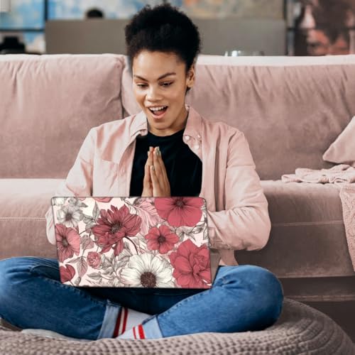 SUPERDANT Laptop Skin Sticker Flower Laptop Decals Personalized Universal Notebook Computer Wrap Vinyl Skin Stickers Cover Art Decal Removable 12-15.6 Inch Waterproof Scratch-Resistant Gifts Pink - color: Pink
