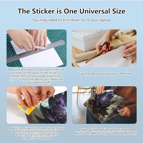 Universal Laptop Skin Sticker with 2 Wrist Pad Skins, Waterproof Scratch Resistant Vinyl Laptop Cover Decal, Cut to Fit for 11–15.6 Inch MacBook HP Dell Lenovo, Dark Lotus - color: Dark Lotus