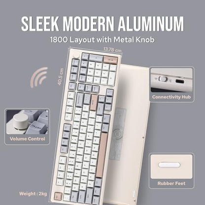 EPOMAKER Galaxy100 QMK/VIA Wireless Gaming Keyboard, Aluminum Shell, BT/2.4Ghz/USB-C, Pre-Lubed Hot-Swappable Linear Switches, NKRO, RGB Backlit (Creamy White, Marble White Switch) - color: Creamy White, size: Marble White Switch