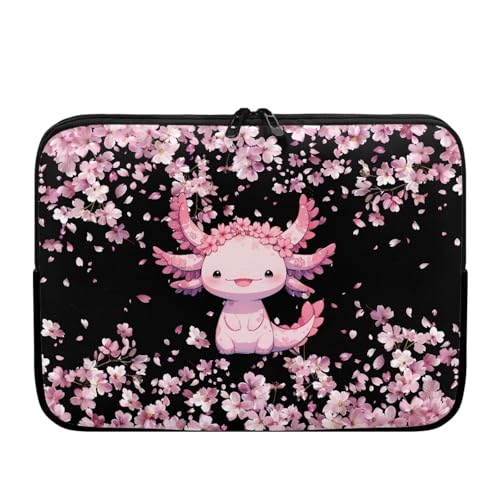 10 Inch Axolotl Cherry Blossom Laptop Sleeve, Laptop Bag Computer Cover for Women Girls, Portable Zipper Tablet Carrying Case Work Bag for Travel/Business/School/Office - color: Axolotl Cherry Blossom, size: 10 Inch