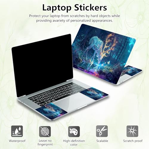 Laptop Skin Sticker Decal, Universal Reusable Vinyl Laptop Cover for 12" 13" 13.3" 14" 15" 15.4" 15.6" Notebook PC, Waterproof Scratch-Resistant with 2 Wrist Pads, Easy to Apply & Remove,Art Elk Deer - color: Art Elk Deer