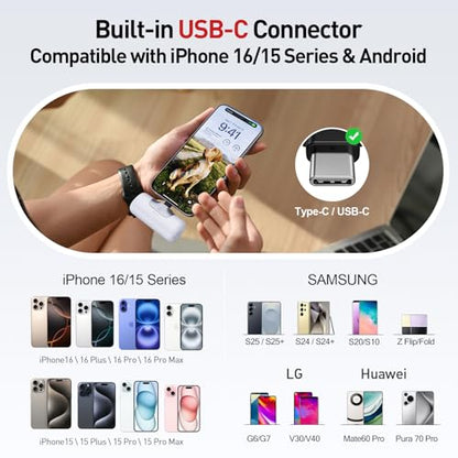 iWALK Portable Charger 5500mAh Next-Gen Small Power Bank 22.5W Fast Charging Battery USB-C Portable Phone Charger for iPhone 17/16/15 17 Plus 17 Pro Max iPad, Samsung Galaxy S25 S24 S23 Android, White - color: White