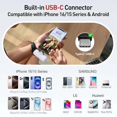 iWALK Portable Charger 5500mAh Next-Gen Small Power Bank 22.5W Fast Charging Battery USB-C Portable Phone Charger for iPhone 17/16/15 17 Plus 17 Pro Max iPad, Samsung Galaxy S25 S24 S23 Android, White - color: White
