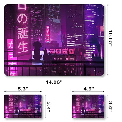 Laptop Skin Sticker Decal,12" 13" 13.3" 14" 15" 15.4" 15.6 inch Laptop Vinyl Skin Sticker Cover Art Protector Notebook PC (2 Wrist Pad Skin Included), Waterproof Removable, Neon Purple Sign City - color: Neon Purple Sign City