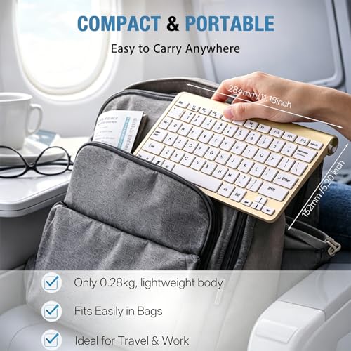 Wireless Keyboard, 78 Keys 2.4G Bluetooth Thin Lightweight Silent Keyboard for Laptop/PC/Tablet/Desktop/Smart TV - color: Gold