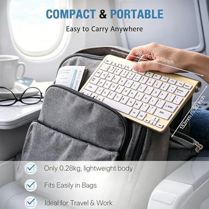 Wireless Keyboard, 78 Keys 2.4G Bluetooth Thin Lightweight Silent Keyboard for Laptop/PC/Tablet/Desktop/Smart TV - color: Gold