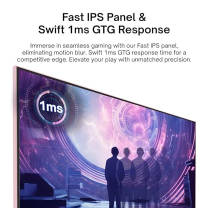 Pixio PX248 Wave Pink 24 inch 200Hz Refresh Rate FHD 1080p Resolution Fast IPS Panel 1ms GTG Response Time Built-in Speakers Gaming Monitor with Adaptive Sync - color: Pink