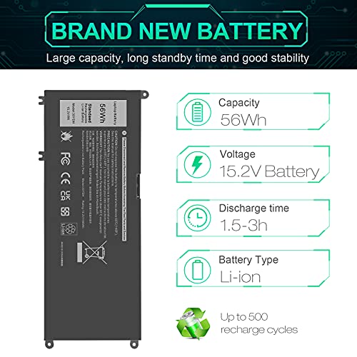 ASUNCELL 56WH 33YDH Battery for Dell Inspiron 17 7000 7786 7779 7773 7778 G3 3579 3779 G5 5587 G7 7588 15 7577 Latitude 13 3380 14 3490 15 3590 3580 99NF2 PVHT1 P72F P30E 81PF3 081PF3 P30E001 - size: 33YDH 8.94 × 4.96 × 0.71 in