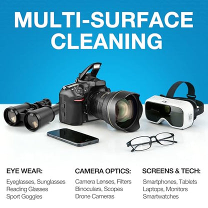 SmoTecQ Glasses Cleaner Kit – Alcohol-Free, Plant-Based Spray + Ultra-Soft Microfiber Cloths for Eyeglasses, Screens & Cameras – 2 x 2oz Spray Bottles + 2 Cloths + Travel Pouch Set