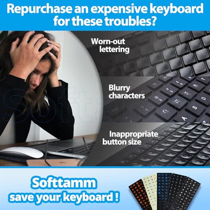English Keyboard Stickers,[5 in 1] Replacement English Keyboard Letters Sticker with White Font on Black Background Universal for Laptop Desktop Computer,Matte Alphabet Sticker - color: White Letter