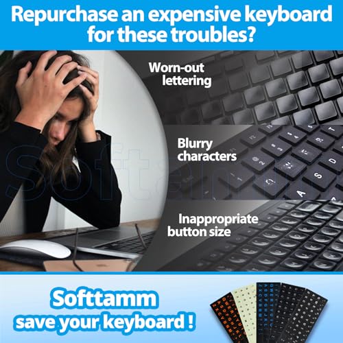 Glow in The Dark English Keyboard Sticker and Replacement English Keyboard Sticker Lette with White Letter/Black Background Universal for Laptop Desktop Computer