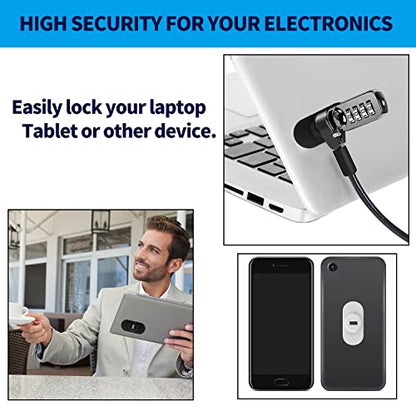 5Pack Anti Theft Self-Adhesive Security Plate with Slot for Cables to Lock Down Laptops, Mac Book, Tablets, iPad, or Other Computer (Black) - color: Black lock slot-5Pack
