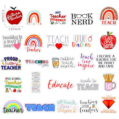 100 Pcs Back to School Waterproof Stickers Teacher Appreciation Gift Decals Laptop Inspirational Quotes Stickers for Water Bottle Scrapbook Journal