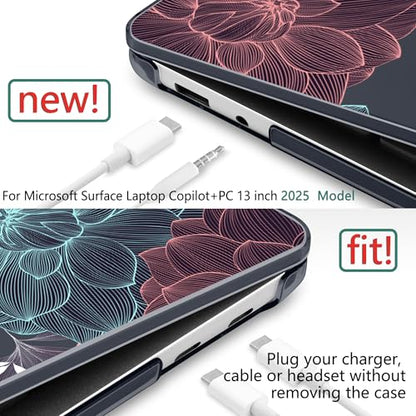 Batianda Case for Microsoft Surface Laptop 13 inch 2025 2026, Leaves | Fits Model 2095, Artistic Patterns Ultra-Slim Lightweight Scratch-Resistant Hard Shell with Professional Protection - color: Leaves