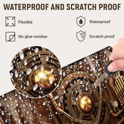 3Pcs Laptop Skin Sticker Decal Steampunk Motherboard PVC Laptop Sticker Fits for 12-16 Inch Notebook Waterproof Scratch Proof Universal Notebook PC Personalized Protector Gift - color: dark brown