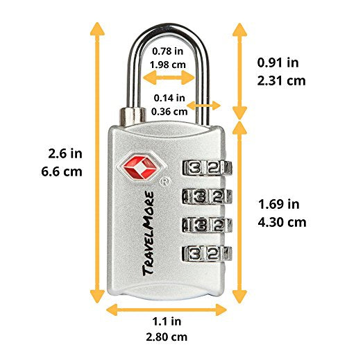 5 Pack TSA Luggage Locks with 4 Digit Combination – Heavy Duty Set Your Own Padlocks for Travel, Baggage, Suitcases & Backpacks - Silver - color: Silver, size: 5 Pack