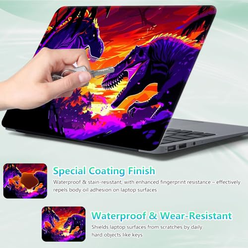 Laptop Skin Sticker Decal 12"-15.6" Universal Laptop/Notebook/Netbook Vinyl - Waterproof Scratch Resistant,Fits HP Dell Lenovo MacBook,2 Free Wrist Pads,Easy Apply & Remove,Dinosaur Dusk - color: Dinosaur Dusk