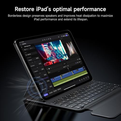 HOU Keyboard Case for iPad Air 11" M4/M3/M2, 5th/4th Gen & Pro 11" 1st/2nd/3rd/4th Generation, Ultra Slim Smart Folio,Full-Surface Touchpad,Stylus Holder, Lens Protection, Ideal for Work & Travel