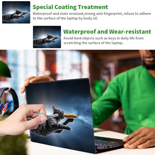 Laptop Skin Sticker Decal, Universal Protective Cover Fit 12 13 14 15.6 Inch Notebook, Reusable Water-Resistant Vinyl Decal w/ 2 Wrist Pads for Business Travel Office, Gray Cat Galaxy - color: Gray Cat Galaxy