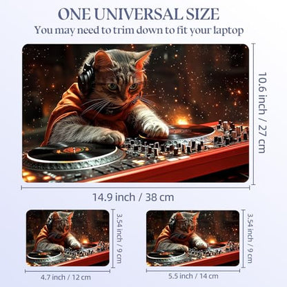 Universal Laptop Skin Sticker Decal,15.6 Inch Laptop Vinyl Cover for 13" 14" 15.6" Laptop,Scratch-Resistant Waterproof Protector Wrap,Reusable with Wrist Pads,DJ Cat Mixer - color: DJ Cat Mixer
