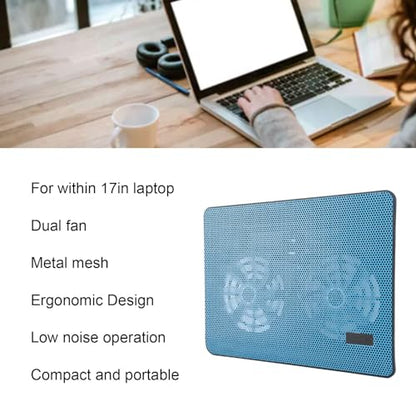 SUNGOOYUE Laptop Cooling Pad, Dual High Performance Fans 15dB Quiet Ergonomic Adjustable Stand Premium Metal Mesh 1.5mm Aperture,for 17 Inch Laptop