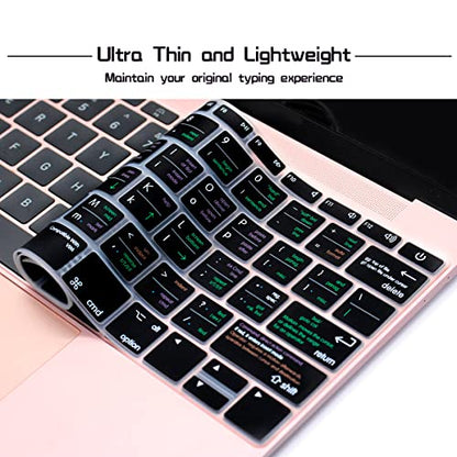 HRH Vim VI Hotkey Silicone Keyboard Cover Skin for MacBook Pro 13" A1708 A1988 No Touch Bar 2018 2017 2016 Release and for MacBook 12" A1534 (2015)&A1931(2018) USA Layout Protective Skin - color: Hotkey-VIM