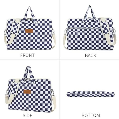 canvaslife Waterproof Pattern Resistant Laptop Shoulder Messenger Bag for Pro 16 inch and 15.6 inch-16 inch Laptop (Deep blue Checker) - color: Deep Blue Checker, size: 15 inch/15.6 inch