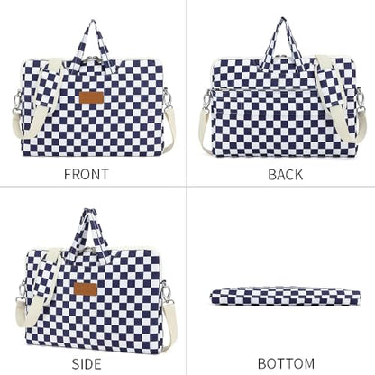 canvaslife Waterproof Pattern Resistant Laptop Shoulder Messenger Bag for Pro 16 inch and 15.6 inch-16 inch Laptop (Deep blue Checker) - color: Deep Blue Checker, size: 15 inch/15.6 inch