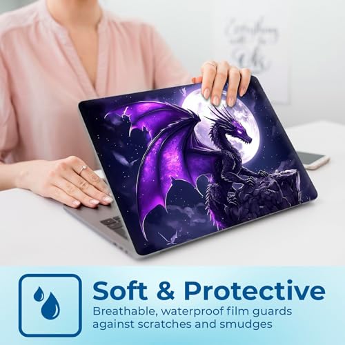 Reusable Universal Laptop Skin Sticker, Cut to Fit for 11.6–15.6 Inch Laptops, Waterproof Protective Film, No-Residue - Moonlight Purple Dragon - color: Moonlight Purple Dragon