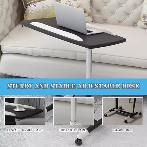 Laptop Table, Height Adjustment Workstation, Training Institution Sit Stand Standing Desk, 45° Flip Desktop Standing Desk, Mobile Sofa Side Table(Black) - color: Black