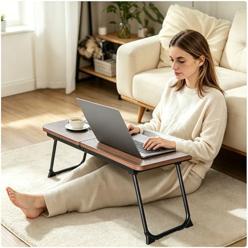 28.7" Extra Wide Lap Desk & Bed Desk - Foldable Laptop Bed Tray Table for Adults, Large Bed Trays for Eating and Laptops, Portable Floor Desk with Cup & Phone Holder for Couch, Working, Craftin