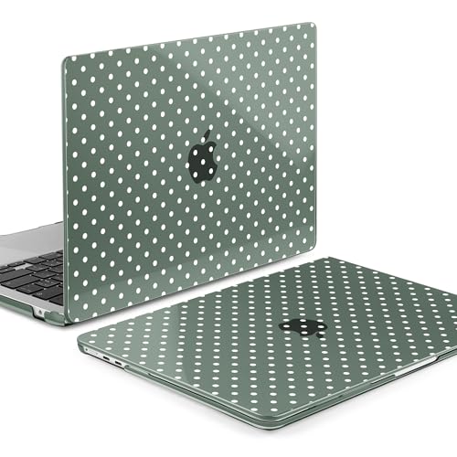 MEEgoodo for M5/M4/M3/M2 MacBook Air 15 inch Case 2026 2025 2024 2023, Case Fit Model (A3448/A3241/A3114/A2941) for MacBook Air 15.3 inch, White Polka Dots & Midnight Green - color: White Polka Dots & Midnight Green