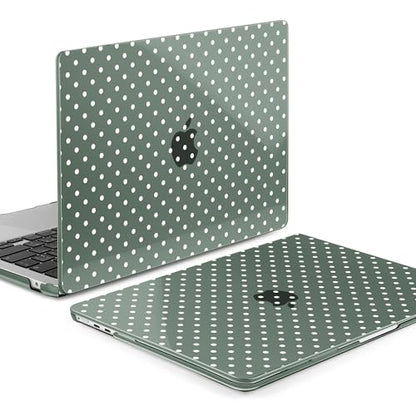 MEEgoodo for M5/M4/M3/M2 MacBook Air 15 inch Case 2026 2025 2024 2023, Case Fit Model (A3448/A3241/A3114/A2941) for MacBook Air 15.3 inch, White Polka Dots & Midnight Green - color: White Polka Dots & Midnight Green