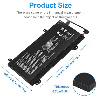 C41N1727 Laptop Battery Replacement for Asus Zephyrus M GM501 GM501G GM501GM GM501GS ROG GU501 GU501G GU501GM GM501G-SEI006T GM501GS-EI015T GU501GM-BI7N8 GM501GM-EI005T GM501GS-EI003T 15.4V 55Wh - size: C41N1727 14.76 × 5.12 × 0.98 in
