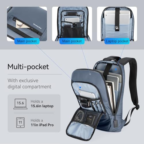 Boardingblue Business Smart Backpack Waterproof fit 15.6 Inch Laptop Backpack with USB Charging Port,Travel Durable Backpack (Gray) - color: Gray