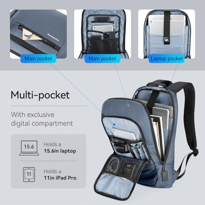 Boardingblue Business Smart Backpack Waterproof fit 15.6 Inch Laptop Backpack with USB Charging Port,Travel Durable Backpack (Gray) - color: Gray