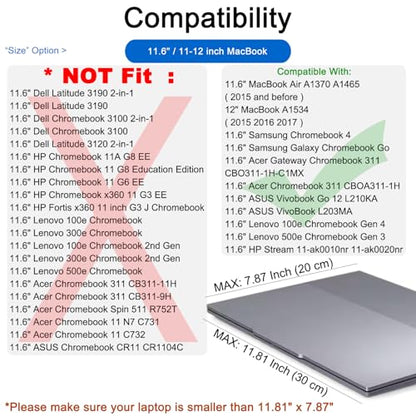 11.6 inch Laptop Case Compatible with 12 inch MacBook Air 11 inch ASUS Vivobook Go Lenovo 100e Gen 4 Acer Gateway Chromebook 311 Computer Accessories Bag Sleeve Cover Carrying Case 11 inch, Black - color: Black, size: 11.6" / Old 11-12 Inch MacBook