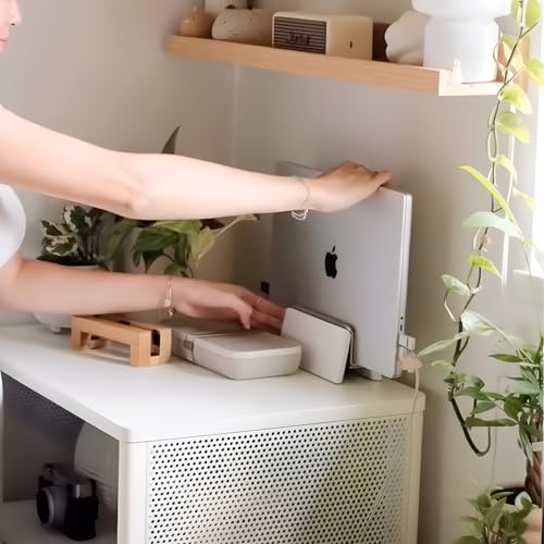Raico Verical Laptop Stand MacBook Walnut Wood Dual Laptop Vertical Setup Holder Stand (Matte White, Single Slot | Adjustable) - color: Matte White, size: Single Slot | Adjustable