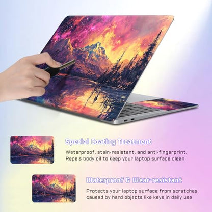 Universal Laptop Skin Sticker Decal, Compatible with MacBook HP Dell Lenovo 12"-15.6", Reusable Vinyl Notebook Cover 3PCS Set, High-Recognition Film-Galaxy Mountains with Lake - color: Galaxy mountains with lake